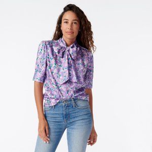 Tie-neck top in Ratti® lilac collage print
